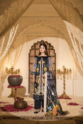 Peach silk unstiched 3piece printed suit