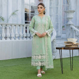 Aqua Blue Black-Embroidered Unstitched Lawn Suit