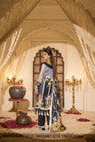 Peach silk unstiched 3piece printed suit
