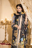 Peach silk unstiched 3piece printed suit