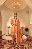 Peach silk unstiched 3piece printed suit