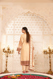 Peach silk unstiched 3piece printed suit