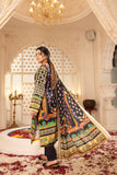 Peach silk unstiched 3piece printed suit