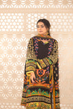 Peach silk unstiched 3piece printed suit