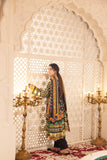 Peach silk unstiched 3piece printed suit