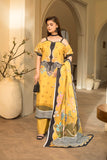 Peach silk unstiched 3piece printed suit